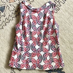Boden Geometric Floral Tank with Collar Sz 12